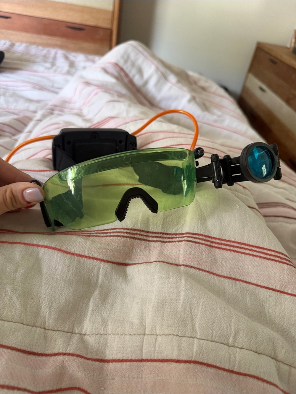 Green-Lens Protective Goggles with Blue Accent Viewer night vision